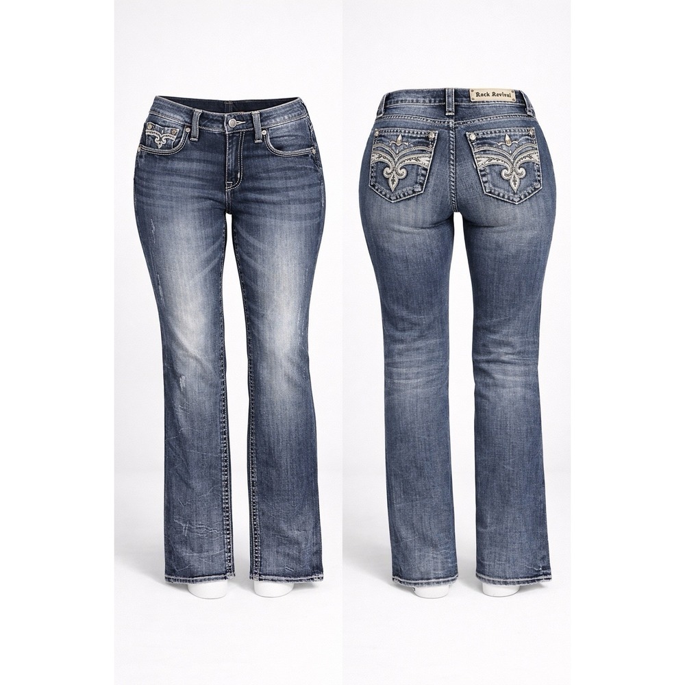 Rock Revival EASY CAPRI SORA Jeans Embroidered Pockets Logo Accents Men 32
